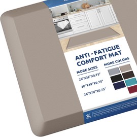 KitchenClouds Kitchen Mat Cushioned Anti Fatigue Rug 20"x39" Waterproof, Non Slip, Standing and Comfort Desk/Floor Mats for House Sink Office (Khaki)