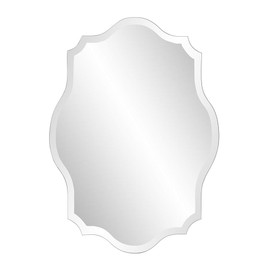 Howard Elliott Frameless Scalloped Hanging Wall Mirror, Oblong (24 x 32 x 3/8-Inch), Silver - Bathroom, Vanity, Bedroom
