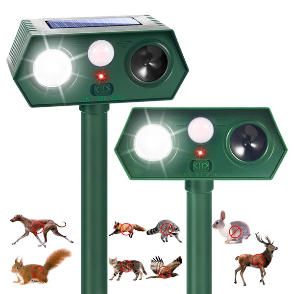 Cat Repellent Outddor, Deer Repellent Devices Solar Ultrasonic Animal Repeller