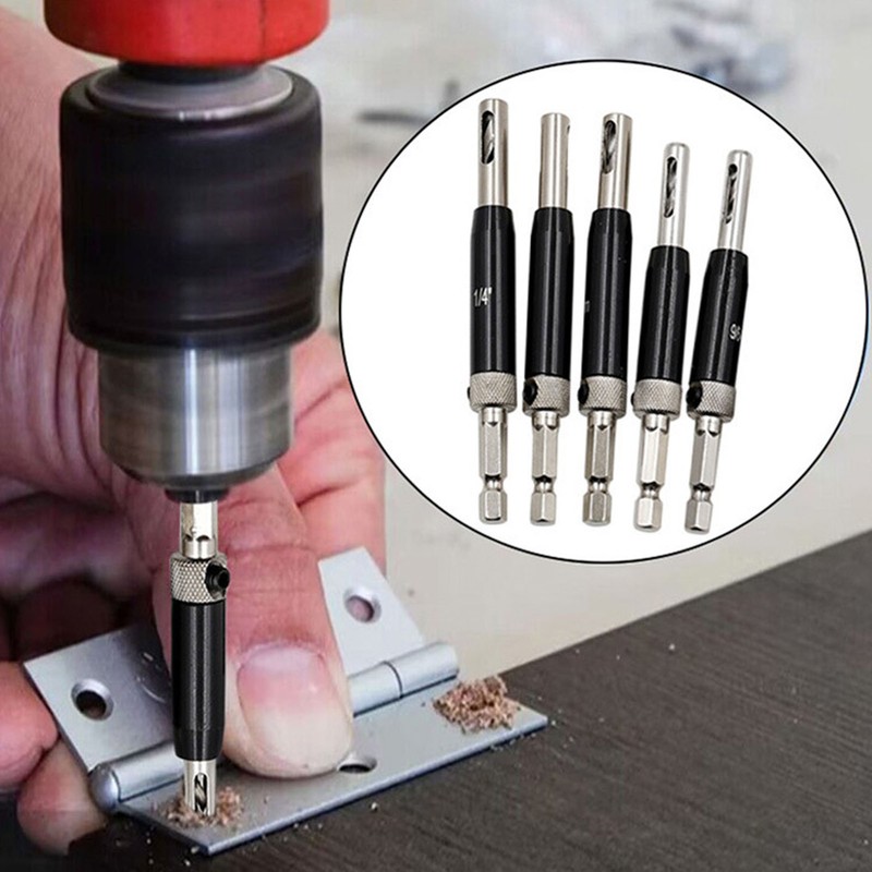 8Pcs Self Centering Hinge Drill Bit Black Hex Shank Hinge