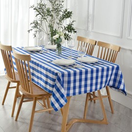 maxmill Checkered Tablecloth Stain Resistant Waterproof and Wrinkle Resistant Washable Heavy Weight Table Cloth Gingham for Dining Room and Outdoor Use, Rectangle 60 x 120 Inch Blue and White