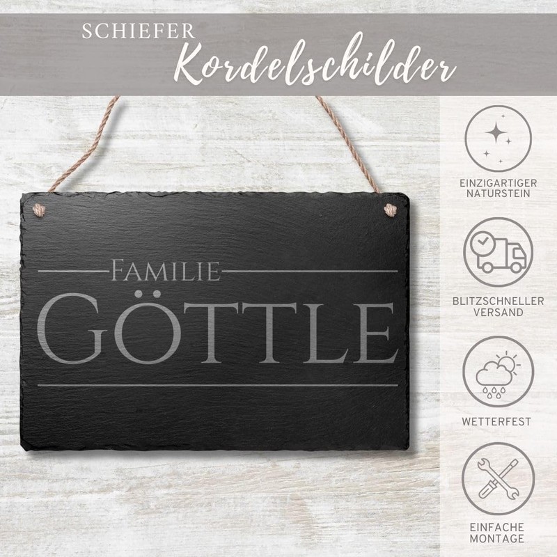 Slate Signs with Cord and Your Individual Engraving | Personal