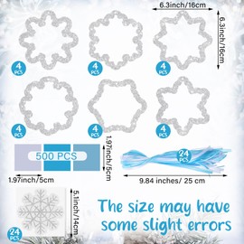 Epakh 36 Sets Snowflakes Craft Kit Snow Tissue Paper Sign Craft Winter Christmas Craft Make Your Own Xmas Tree Hanging Ornament for Party Holiday DIY Home Activities