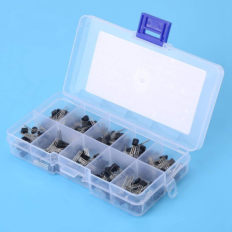 Akozon BC547 200pcs 10 Values NPN PNP Transistor Assortment Set