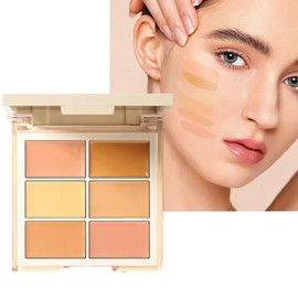 ANLHTOZE 6 Colors Concealer Palette, Cream Concealer Palette, Color Corrector Palette, Full Cover Concealer Palette, Waterproof and Long-Lasting for Flawless Skin Tone（02#）