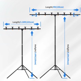 Maxztill T-Shaped Backdrop Stand, 6.6x5 FT Photo Backdrop Stand, Portable T Backdrop Stand, Adjustable Background Stand with 6 Backdrop Clamps and Carring Bag for Wedding Photo Parties Decoration