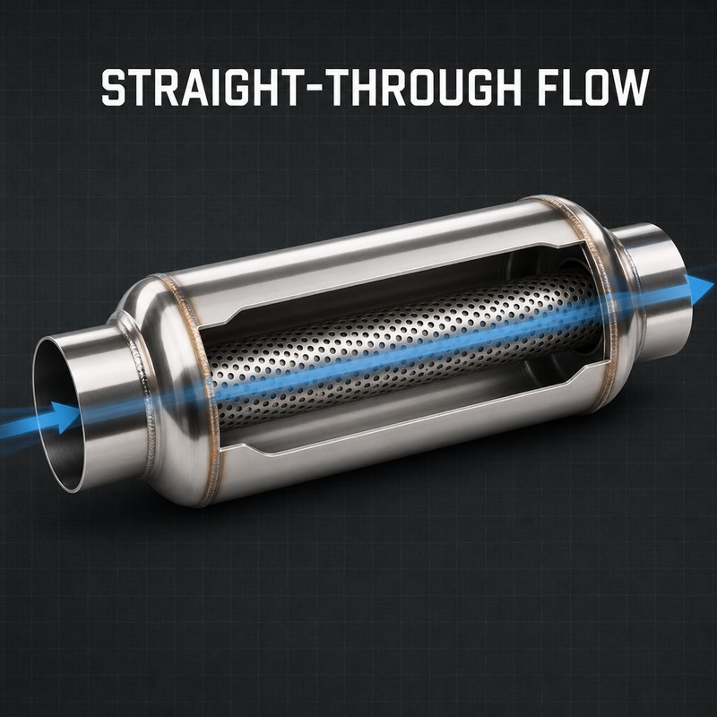 2.5 Inch Stainless Steel Exhaust Resonator 12 Inch Straight-Through Muffler