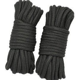 Praxia Cotton Silk Rope, Packing, Camping, Mountain Climbing, Thickness 0.3 x 39.8 ft (8 x 10 m), Black 2 Piece Set
