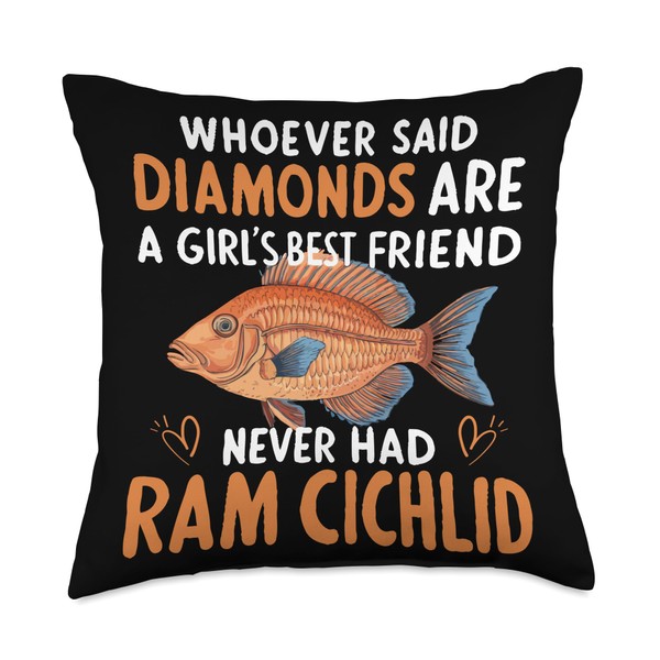 Ram Cichlid Fish Lover Freshwater Aquarium Fish Aquarist Throw Pillow