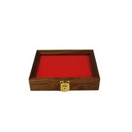 Wood Display Case for Collectibles, Knives, Arrowheads, Pins, Medals and More (9.5 x 7.5 x 2, Walnut)