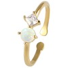 MUSTHAVE 18K Yellow Gold Plated Opal Square Cubic Ring, White