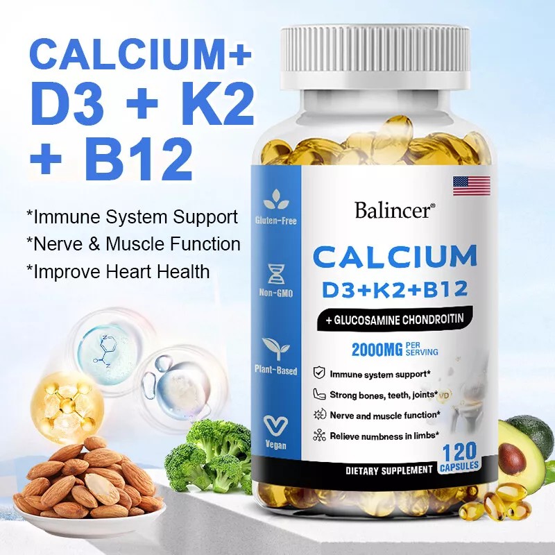 Calcium D3 + K2 + B12 120 Capsules - Supports