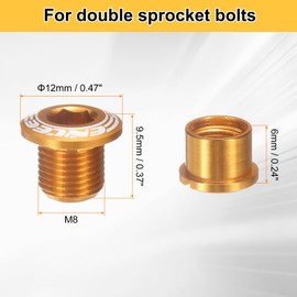 sourcing map 5pcs Double Chain Ring Bolts M8 Aluminum Alloy Bicycle Crankset Nut Chainwheel Screws for Road Bike Mountain Bike, Golden