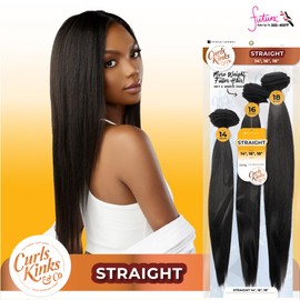 Sensationnel Curls kinksandco synthetic bundles - straight multibundle quick weave hair for natural 3c to 4c hair textures (18 20 22 inch, 2 DARKBROWN)
