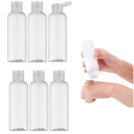 6Pcs Clear Plastic Travel Bottles 100ml - Leakproof Squeezable Refillable Travel Containers 3.4oz for Shampoo Conditioner Lotion Liquids Travel Accessories with Tag