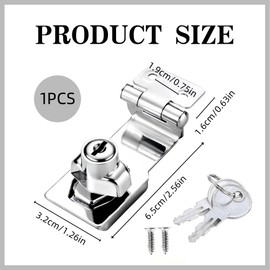 1PCS Keyed Hasp Lock Hasp and Staple 90 Degrees Padlock Hasp 3 Inch Hasp Lock Barn Door Lock Heavy Duty Shed Twist Knob Keyed Locking for Door Shed Cabinet Garden Window Cupboard