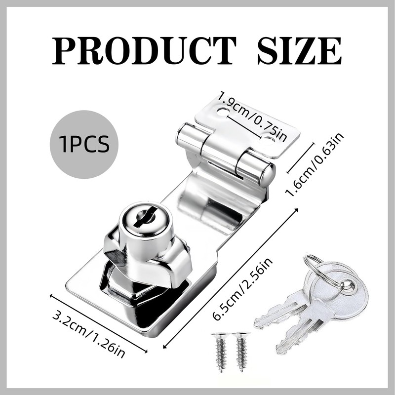 1PCS Keyed Hasp Lock Hasp and Staple 90 Degrees Padlock