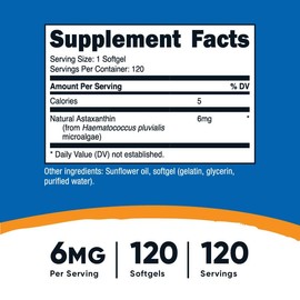 Nutricost Astaxanthin 6mg, Non-GMO and Gluten Free, 120 Softgels (4 Month Supply)