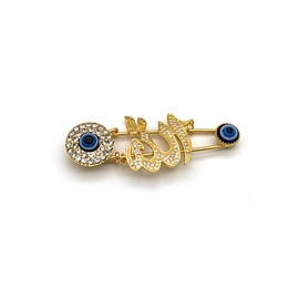 Evil Eye Pin, Muslim Islamic Turkish Rhinestone Evil Eye Brooch Amulet for Women and Baby