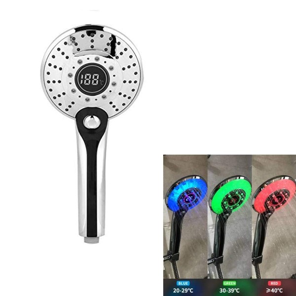 Cafopgrill Handheld Shower-Head 3 Colors Water Temperature Controlled 3-Setting LED