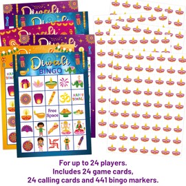 ceiba tree Diwali Bingo Game Cards Happy Diwali Bingo 24 Players for Kids Classroom Party Supply