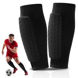 1 Pair of Children's Football Shin Pads with Honeycomb Pads, Breathable and Non-Slip Football Shin Guards for Men, Women and Teenagers, Provide Strong Protection (L/XL)