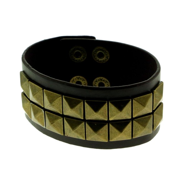 Trendy faux leather strap bracelet with studded accents 9B30M