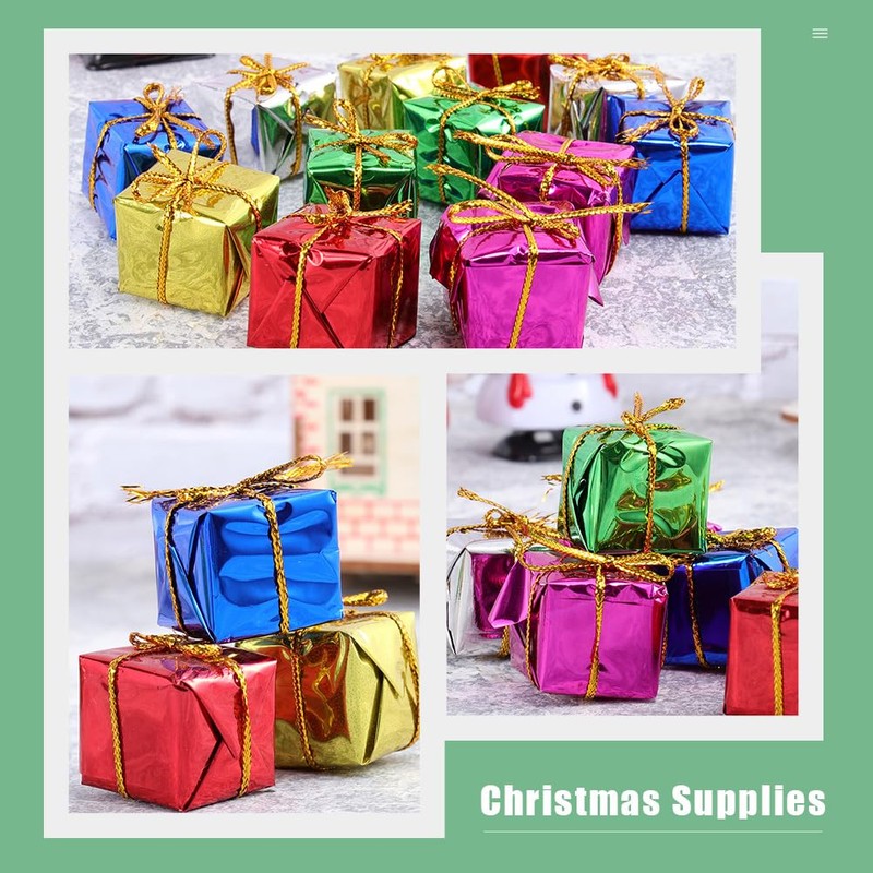 TOPBATHY 120 Pieces Christmas Mini Box Hanging Pendant Foam Gift