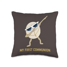 My First Communion Dabbing Wafer 1st Religious Sacrament Throw Pillow