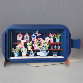 Message in A Bottle 3D Pop Up Greeting Card - Dogs with Flowers