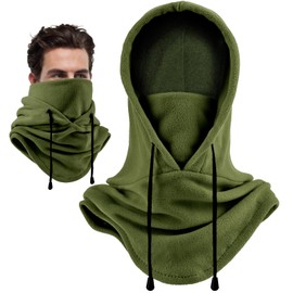 Oldelf Ski Mask Fleece Mask Warm Balaclava Stay Warm and Comfortable Face Mask for Men Women Breathable Sports Mask- Army Green