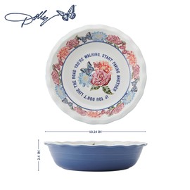Dolly Parton Pie Dish Durable Stoneware, Even Heat Distribution, Perfect for Sweet and Savory Baking, 10.08 x 10.24 x 2.4 Inch