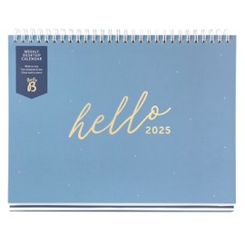 Busy B - Weekly Desk Calendar January to December 2025 - Blue - Desk Planner with Five Schedules, Tear-Off Lists and Integrated Stand. Perfect for Office and Desk Organization