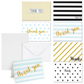 Juvale 144-Pack Thank You Cards Set with Envelopes, Blank Inside for Birthday Party, Baby Shower, Wedding, Employee Appreciation, All Occasions, 6 Assorted Designs (4x6 in)