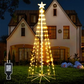 shineshine Christmas Tree Lights 170 LED, 8 Lighting Modes IP65 Waterproof Outdoor Christmas Tree with Lights, Warm White Christmas Lights for Outside Indoor Yard Porch