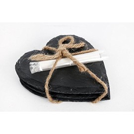 Grey Heart Shaped Slate Coasters with Chalk
