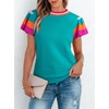 SHEWIN Summer Tops for Women 2025 Casual Crewneck Cap Sleeve