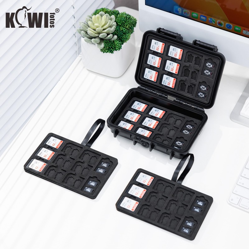 KIWIFOTOS 132 Slots SD Memory Card Case IP67 Waterproof for