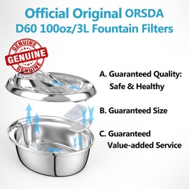 ORSDA Cat Water Fountain Filters, Carbon and Resin Filters ONLY for 100oz/3L Automatic Pet Fountain Dog Water Dispenser, 3 Triple Filtration System（12 Pcs）