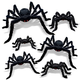 CH HAICHENG 6 piezas de decoraciones de arañas de Halloween, arañas peludas gigantes, decoraciones de Halloween para interiores y exteriores