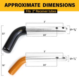 Wellmax 5/8" and 1/2" Diameter Dual Pinhole Trailer Hitch Pin Set - 3 PC 5/8" x 3-1/2" and 1 PC 1/2"x3" Shank, with Rubber-Coated Vinyl Grip and 8pcs R Clips, Zinc-Plated for 2" Receiver