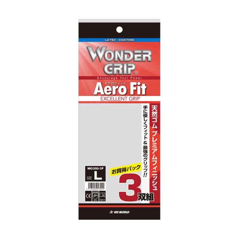 [Uniworld] Natural Rubber Coated Gloves, WG300-3P, Wonder Grip, Aero Fit,