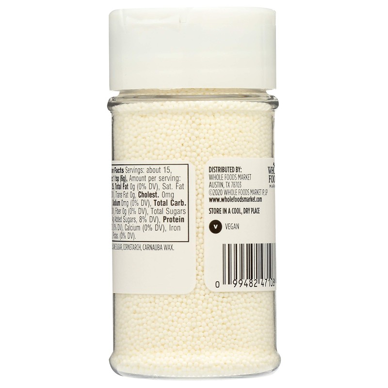 365 by Whole Foods Market, Sprinkles Nonpareils White, 3.15 Ounce
