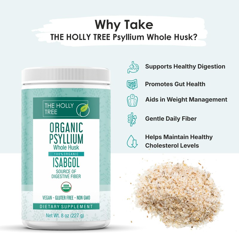 THE HOLLY TREE Psyllium Husk Powder Organic 8 oz -