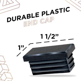 Prescott Plastics 1" x 1.5" Inch Rectangle Plastic Plug Insert (4 Pack), Black End Cap for Metal Tubing, Fence, Glide Insert for Pipe Post, Chairs and Furniture