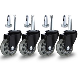 NERILEE 2" Rubber Caster Wheels, casters Set of 4 Black casters 5/16" x 1 1/2" (7.9 x 38mm) Wheels Pole with Sleeve for Shop Vac Wet Dry Vacuums Caster, Furniture（Set of 4 Heavy Duty）