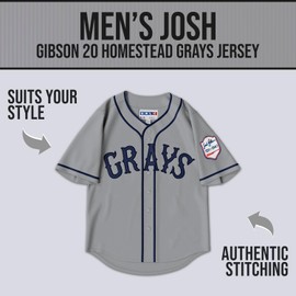 UNLC Men’s Josh Gibson 20 Homestead Grays Negro National League Baseball Stitched Jersey S-5XL