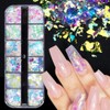 Mesiyun Nail Art Mermaid Flake Sequins 3D Acrylic Holographic Chunky