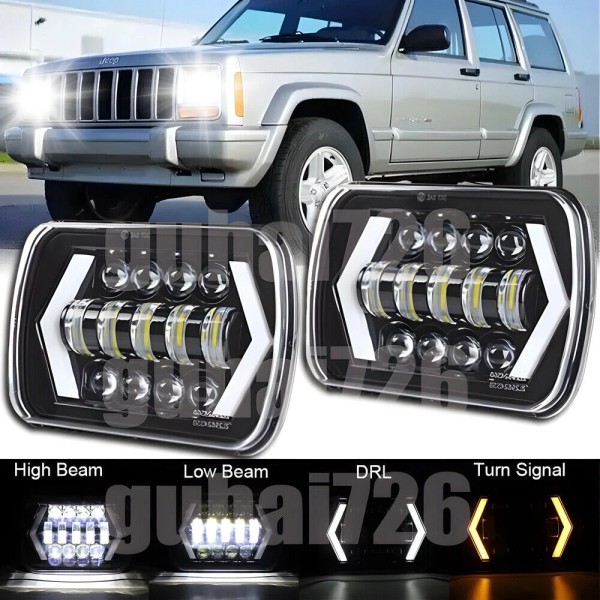 Unbranded Brightest DOT 7x6" 5x7 Led Headlight Hi/Lo DRL for