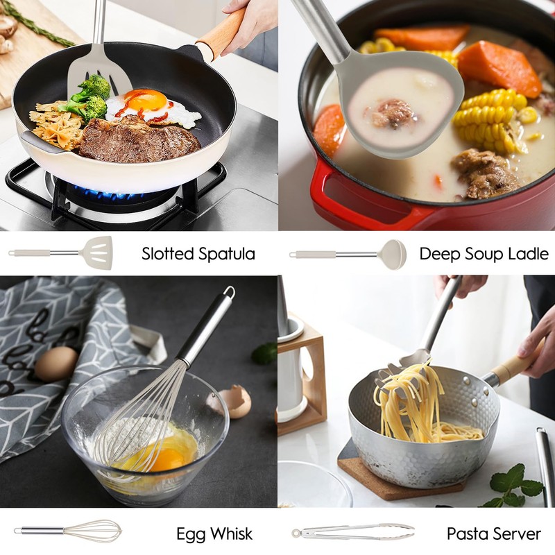 Silicone Kitchen Cooking Utensil Set, Silicone Kitchen Spatula Utensils Set